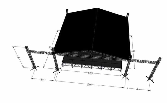 Aluminum Concert Curved Canopy Stage Lighting Truss Roof System
