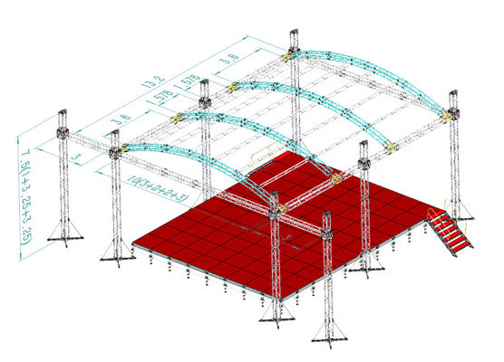 Outdoor Aluminum Concert Stage Light Truss Curved Roof Truss System