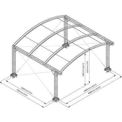 Aluminum stage arch lighting truss display black or customized aluminum Alloy 6082-T6/6061-T6